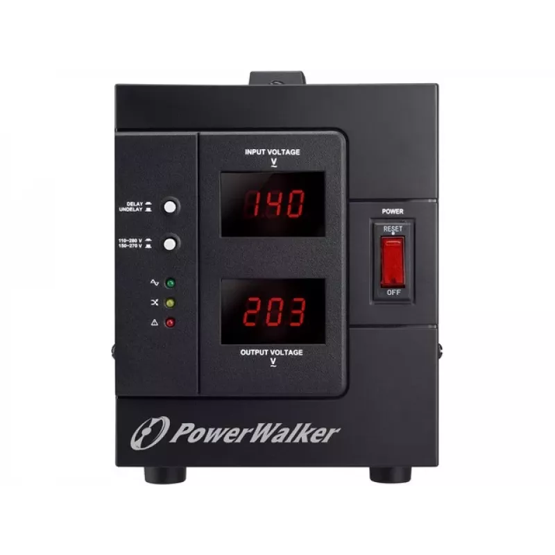 PowerWalker AVR 2000 SIV FR įtampos reguliatorius 2 kintamosios srovės lizdai (-ų) 110 - 280 V juodas
