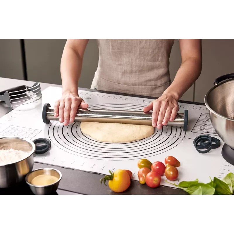Silicone ir nerūdijančio plieno GEFU Rego virtuvės kilimėlis 397×55×55 mm lygiu paviršiumi