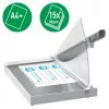 Leitz Precision Office popieriaus pjaustytuvas A4+, 15 lapų, rankinis spaustukas, nerūdijantis plienas, A4 Maxi, 80 g/m², stiklas
