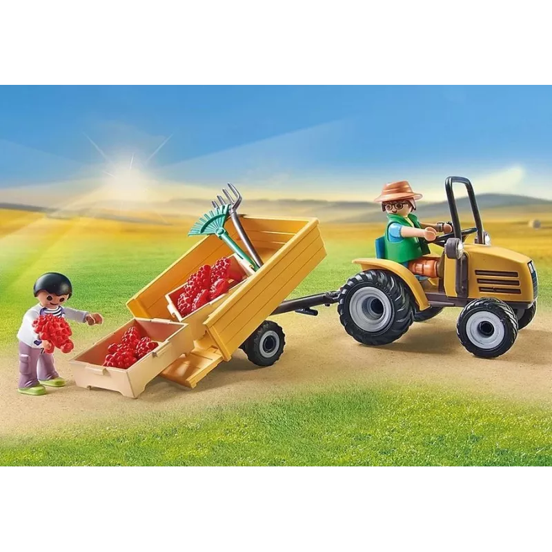 Playmobil 71442 Country: Traktorius su priekaba ir vandens cisterna Šviežias derlius ūkyje Mokymasis apie aplinką Smagus vaizduotės žaidimas
