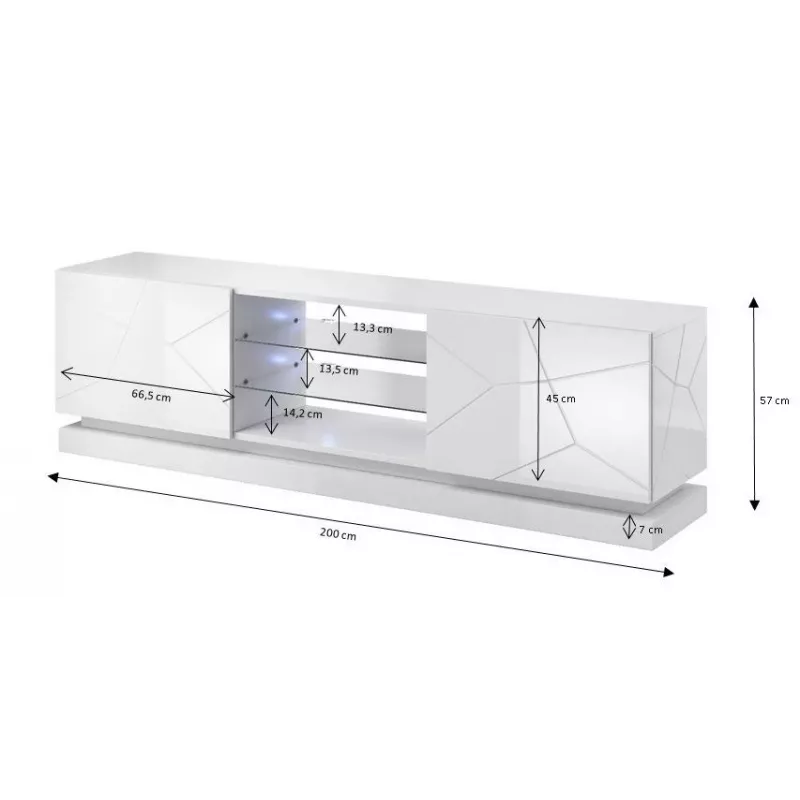 Cama TV spintelė QIU 200 MDF baltas blizgus/baltas blizgus