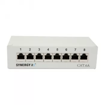 Patch panel 8xTP, CAT6A, 500Mhz, paviršinio montavimo, šviesiai pilka, Syner (S216314)
