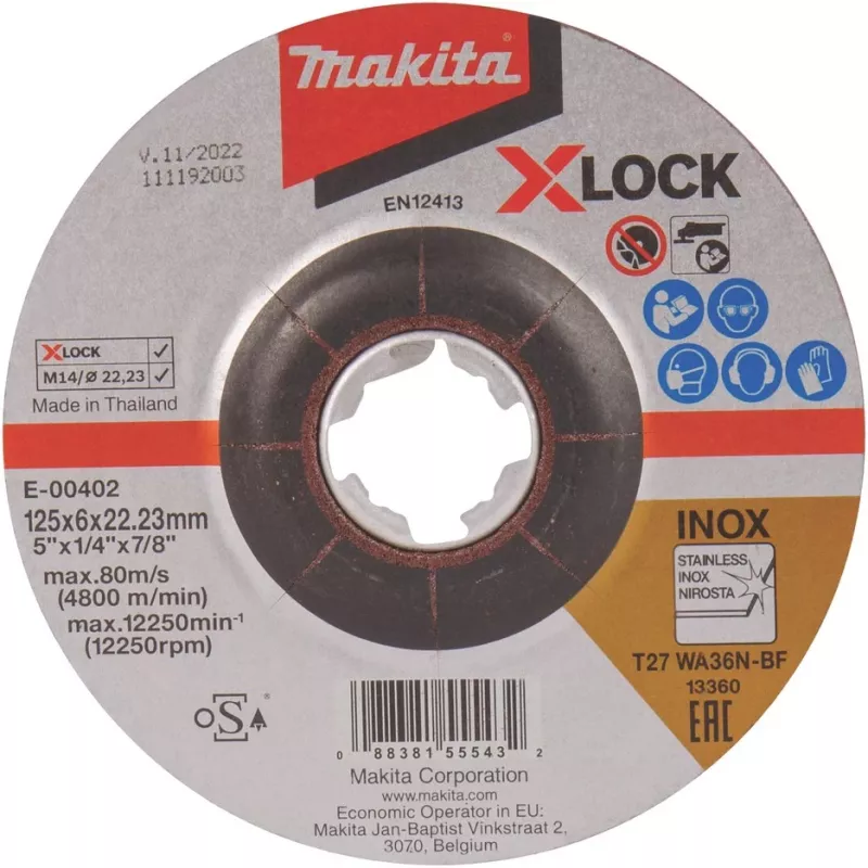 Makita E-00402 – šlifavimo diskas – Metalui – Makita – 2,22 cm – 12,5 cm – 6 mm