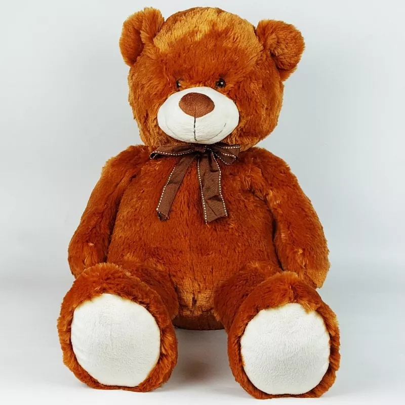 Mascot pliušinis meškiukas su kaspinu 70 cm rudas