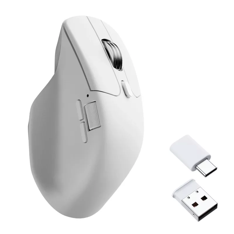 Belaidė optinė pelė Keychron M6S-B72 — dešiniarankė, 12 000 DPI, RF belaidis ryšys + Bluetooth + USB-C, balta