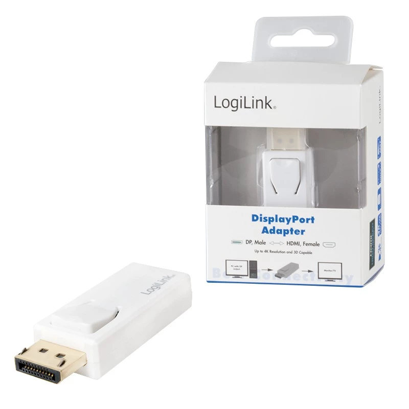 Lyties keitiklis LogiLink CV0100 DisplayPort į HDMI baltas