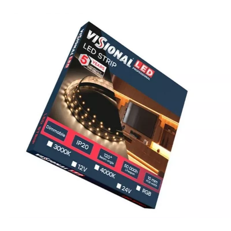 LED juostelė OEM AMT AMT-2835WW120-12V90 — 12V, 90 šiltai baltų 2835 šviesos diodų