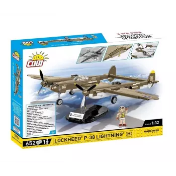 Cobi Building Blocks Lockheed P-38H Lightning rinkinys 5763 — mastelinis modelio rinkinys, kolekcinis lėktuvo modelis