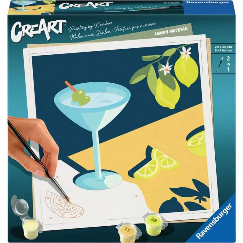 Tapybos rinkinys Ravensburger CreArt Mocktail Lemon – piešimo pagal skaičius rinkinys