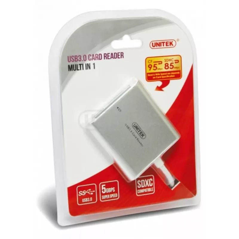 UNITEK Y-9313 card reader USB 3.2 Gen 1 (3.1 Gen 1) Sidabrinė