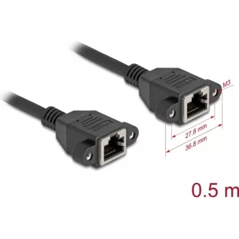 Tinklo kabelis DeLOCK 90783 juodas 0,5 m Cat6a S/FTP RJ-45