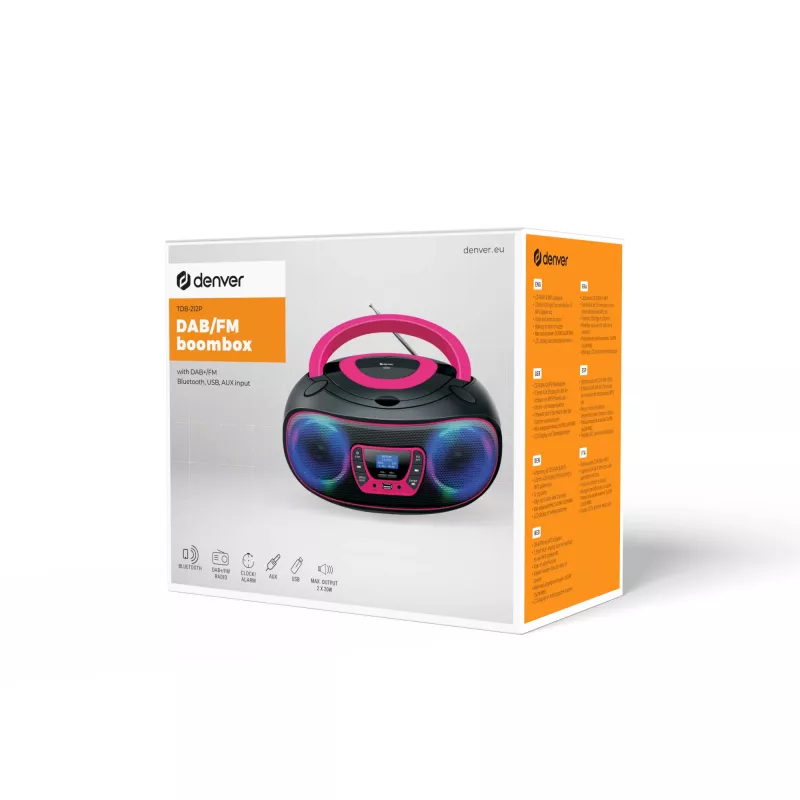 Asmeninis CD grotuvas Denver TDB-212P Pink 3.6W DAB+ FM