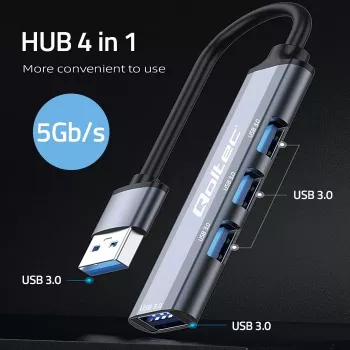 USB šakotuvas 3.0 4in1, 4x USB 3.0
