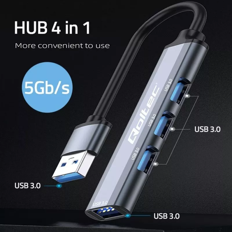 USB šakotuvas 3.0 4in1, 4x USB 3.0