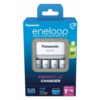 Baterijų įkroviklis PANASONIC Eneloop Smartplus BQ-CC55 + 4x AA 2000 mAh (K-KJ55MCD40E)