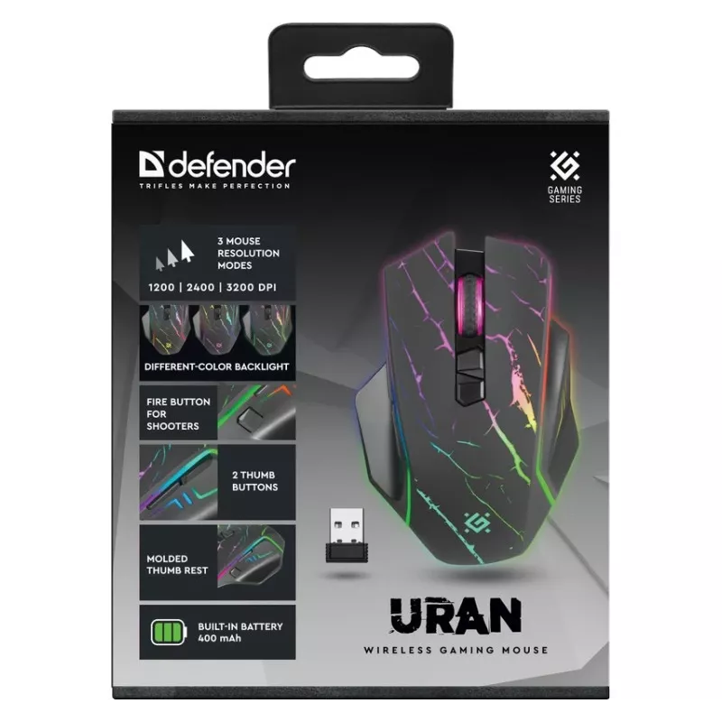 PELĖ DEFENDER GM-503 URAN OPTIC RF RGB 3200dpi 8P