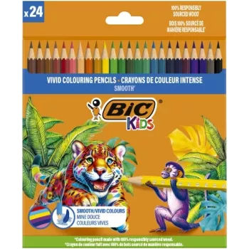 BIC spalvoti pieštukai Kids Smooth rinkinys, 24 spalvos