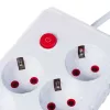 Maitinimo lizdas MACLEAN MCE392 W — 4 F tipo lizdai, 3×USB A, 110–240 V, 2.1 A maks., 2500 W, 1,5 m kabelis, baltas