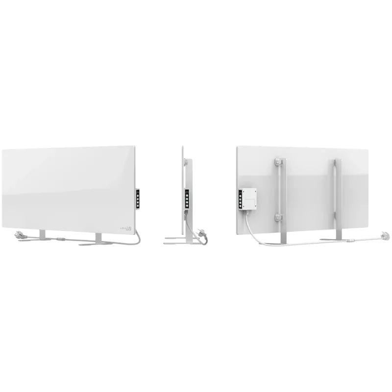 AENO Premium Eco išmanusis šildytuvas, 700 W, grūdintas stiklas, infraraudonųjų spindulių + konvekcinis šildymo tipas, LED ekranas, kištuko tipas: Europa (E/F tipo), BALTA