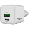 Canyon Charger CU20AC GaN 20W PD, 2 prievadai (USB-A/USB-C) WH mažmeninė prekyba (CNS-CUW20AC)