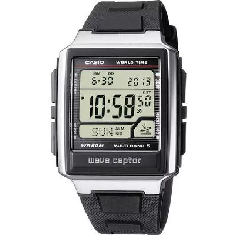 Rankinis laikrodis CASIO WV-59E-1AVEF radijo bangomis valdomas, sidabrinis korpusas, 48,3×39×12,5 mm