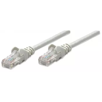 Intellinet tinklo komutacinis kabelis, Cat6, 0,5 m, pilka, CCA, U/UTP, PVC, RJ45, paauksuoti kontaktai, nesikabinanti apsauga, su apsauginiais gaubteliais, garantija visam naudojimo laikui