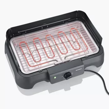 SEVERIN stalinis elektrinis grilis PG 8593, 2000 W, stačiakampės grotelės, juodas