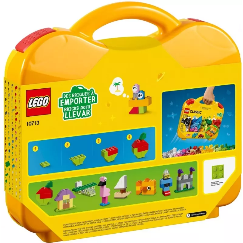 LEGO 10713 Classic Creative Suitcase Toy Storage Case su įvairiaspalviais statybiniais kubeliais, dovana vaikams nuo 4 metų