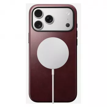 Odinis dėklas Nomad Modern skirtas iPhone 17 Pro Max (6,9 col.) — Burgundiška spalva, oda+TPU+PC