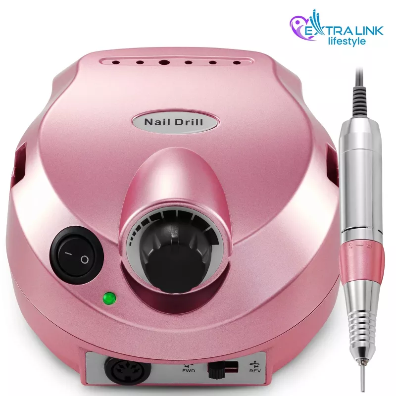 Elektrinė nagų frezė Extralink NAIL DRILL-202 65W Rožinė — profesionalus manikiūro/pedikiūro įrankis