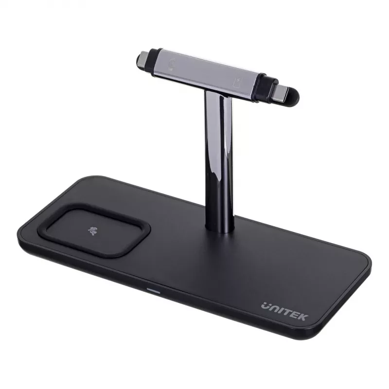 Laisvai stovinti krovimo stotelė UNITEK P1212A 15W belaidis ABS juoda sidabrinė