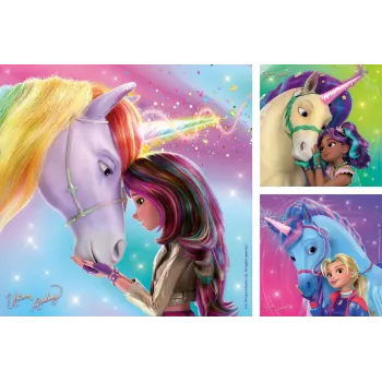 Dėlionė Ravensburger Unicorn Academy — 3 x 49 dalys, rinkinys vaikams