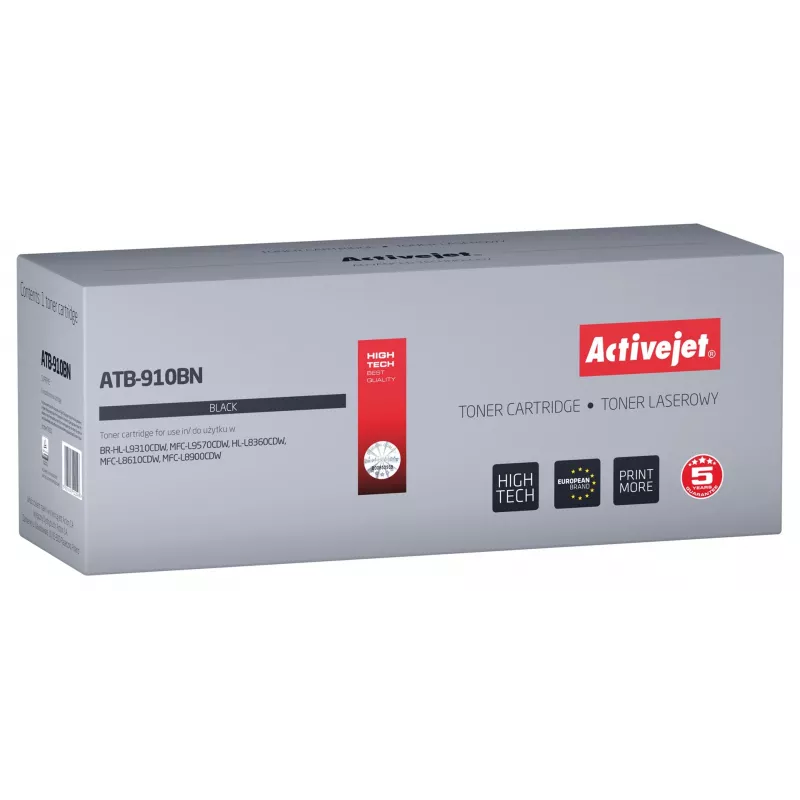 Activejet ATB-910BN dažų miltelių kasetė (pakaitinė Brother TN-910BK; Supreme; 9000 puslapių; juoda)