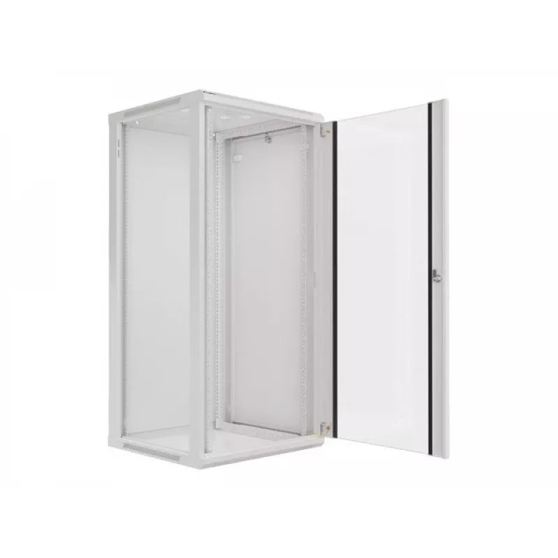 Lanberg sieninė montavimo stovo spinta 19'' 27U 600x600mm pilka (stiklinės durys)