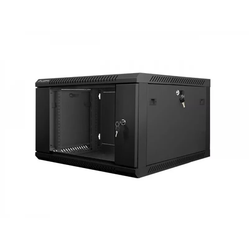 Lanberg prie sienos montuojama montažinė spinta 19'' 6U 600x600 mm juoda (stiklinės durys)