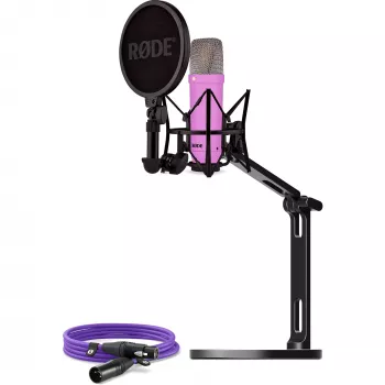NT1 Signature + XLR laidas + stalinis studijos stovas, mikrofonas alyvinis, rinkinys