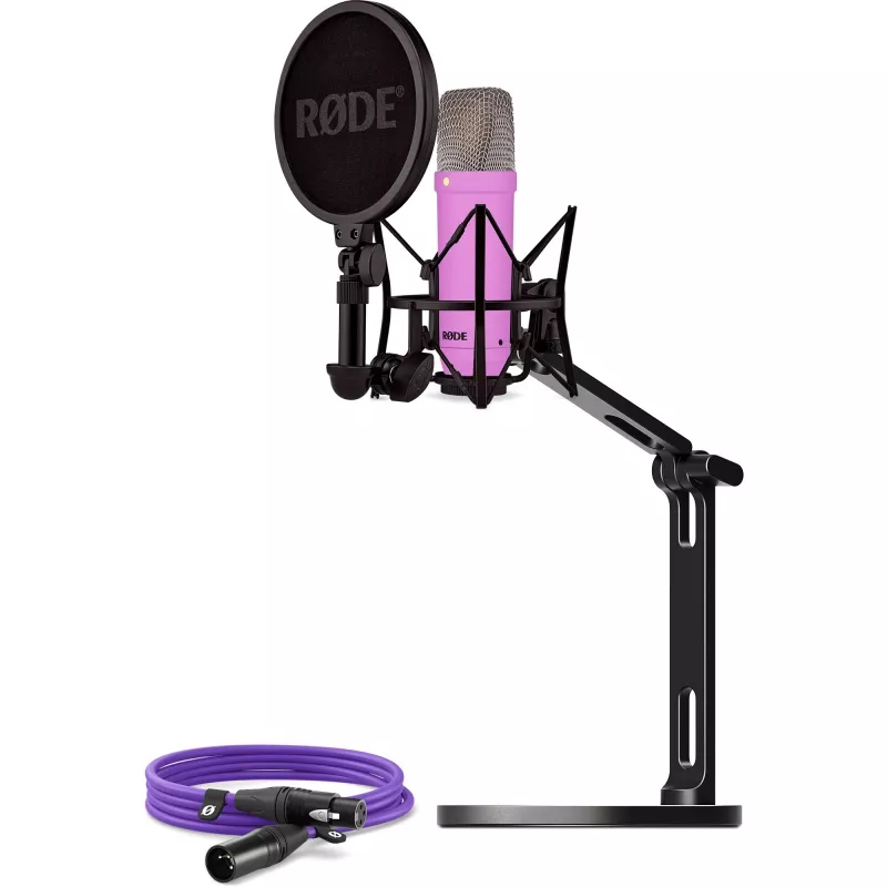 NT1 Signature + XLR laidas + stalinis studijos stovas, mikrofonas alyvinis, rinkinys