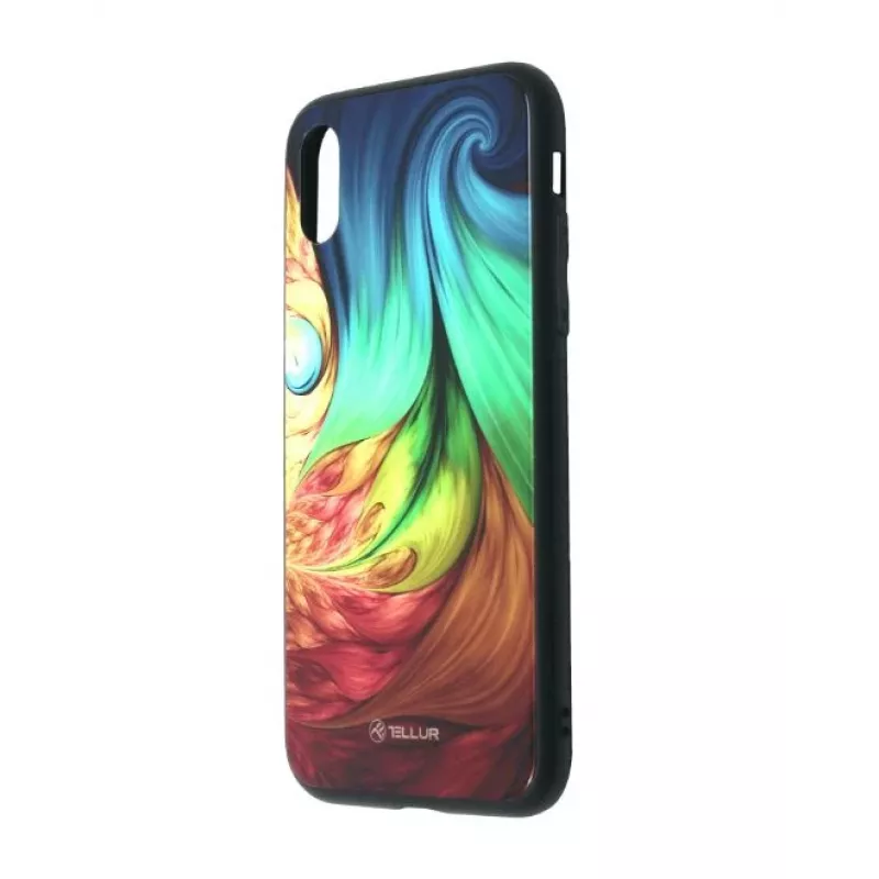 Telefono dėklas Tellur Cover Glass Print, skirtas iPhone XR Mesmeric – kietas galinis apsauginis dėklas su stiklo raštu