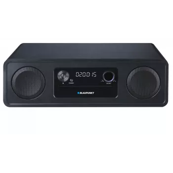Mikro Hi-Fi sistema BLAUPUNKT MS20BK — CD/MP3/WMA, Bluetooth 5.0, FM, USB, MicroSD, 2×20W RMS, AUX, RCA, LED ekranas, 100–240V, juoda