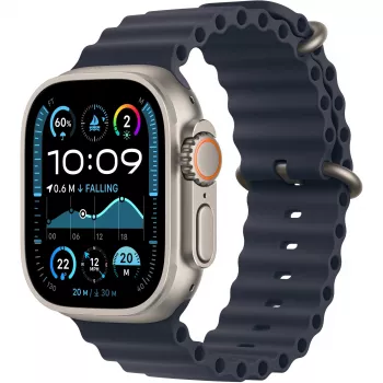 Navy Ocean Band 49 mm - Natural Titanium Finish