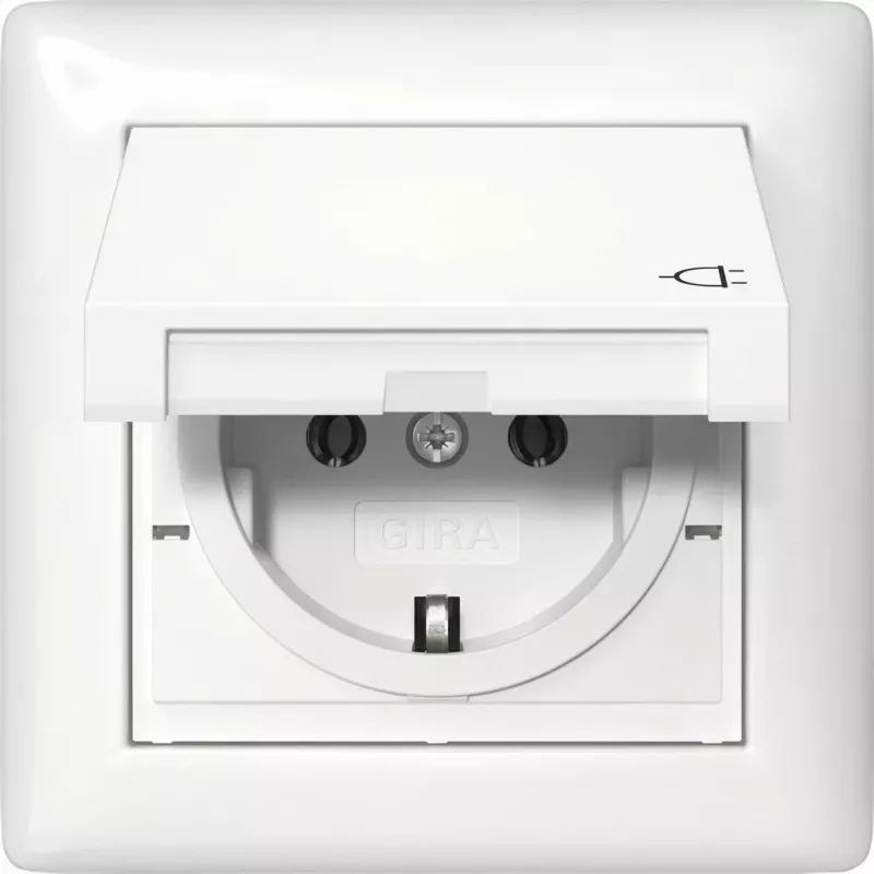 gira SCHUKO kištukinio lizdo komplektas su KD, IP44 apsauga ir rėmeliu — modelis 415703