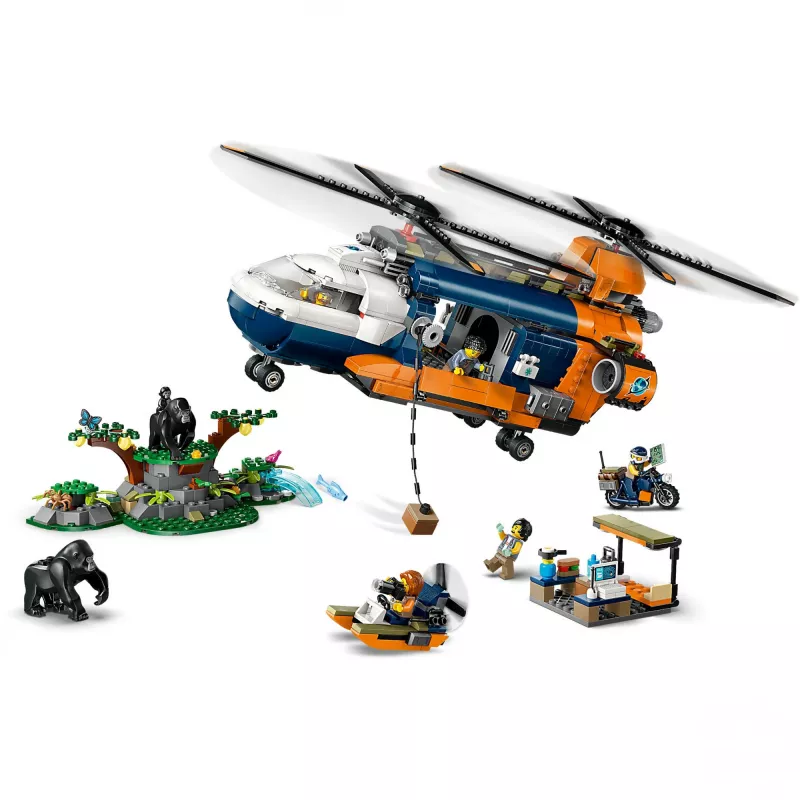 LEGO City 60437 Džiunglių tyrinėtojų sraigtasparnis bazinėje stovykloje