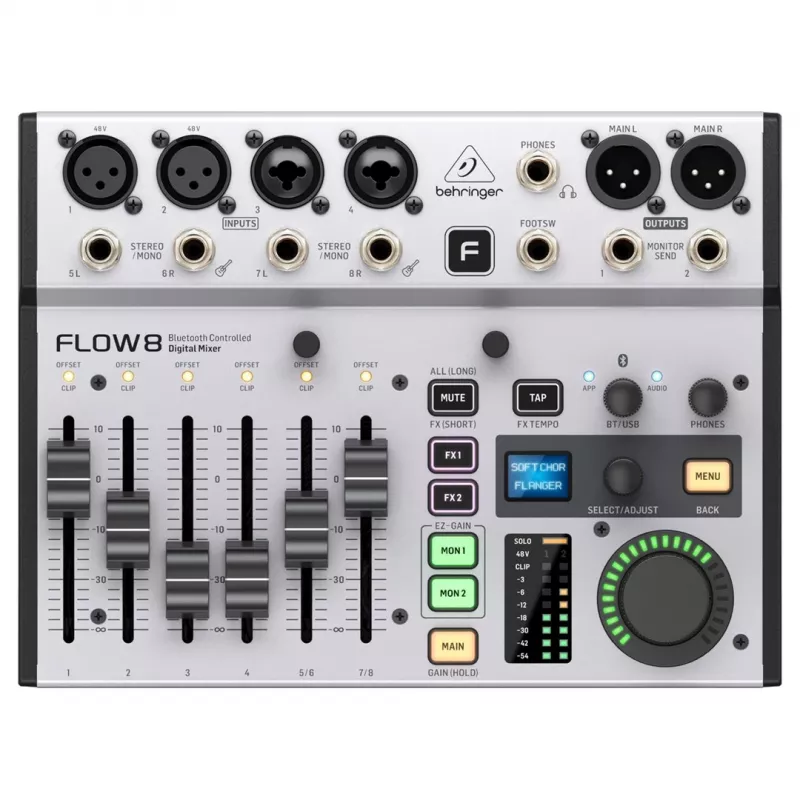Skaitmeninis maišytuvas Behringer FLOW 8 — 8 kanalų USB garso sąsajos maišytuvas