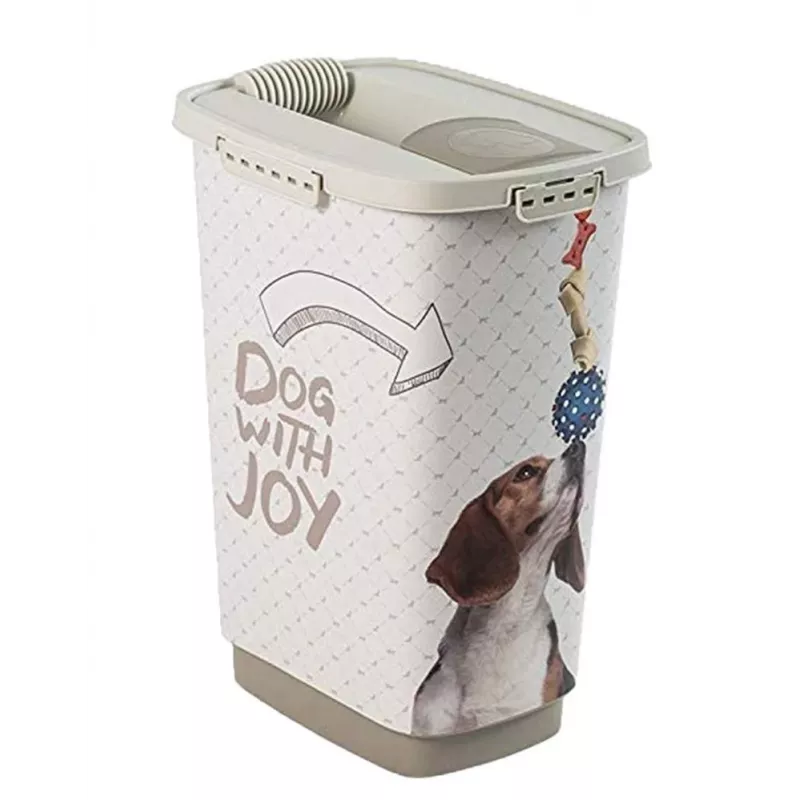 Airtight plastic food container rotho Cody Beige 25 L — pet food storage, 463×330×250 mm, 3 kg