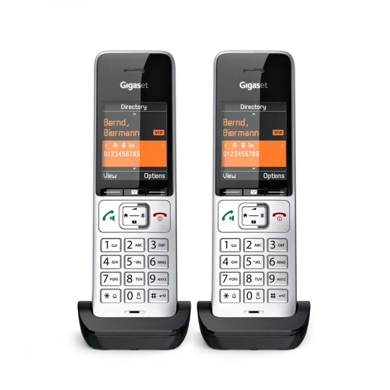 Gigaset COMFORT 500HX duo Analoginis/DECT telefonas su skambučio numerio atpažinimu, juodas, sidabrinis