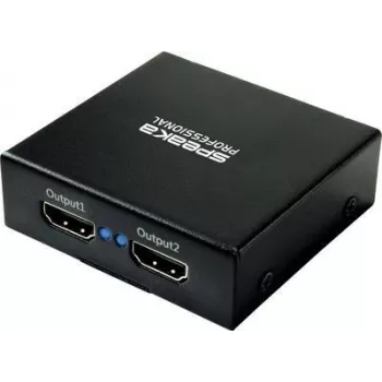 SpeaKa Professional SP-HDS-220 1+2 prievadų HDMI skirstytuvas, palaikantis Ultra HD 3840 x 2160 pikselių, juodos spalvos (SP-9006064)