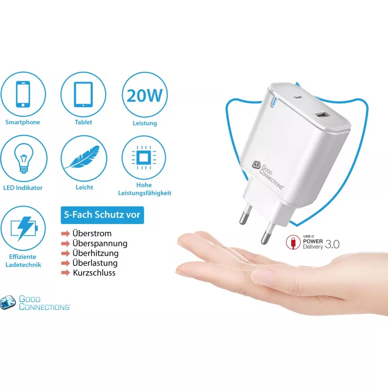 Alcasa PCA-W003W įkroviklis mobiliesiems įrenginiams, baltas (PCA-W003W)
