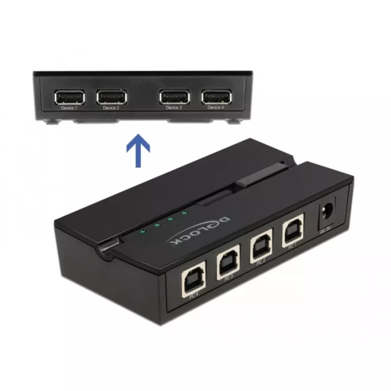 DELOCK 11494 kompiuterių duomenų jungiklis, juodas, USB Type-A Type-B, 0,48 Gbit/s