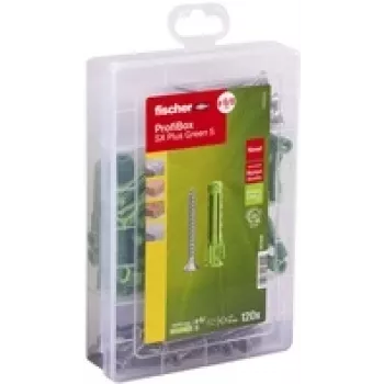 fischer ProfiBox - SX Plus Green S sieninių kaiščių ir varžtų rinkinys Ø 4,5/5/6/8 mm x 30/40/55 (567898)
