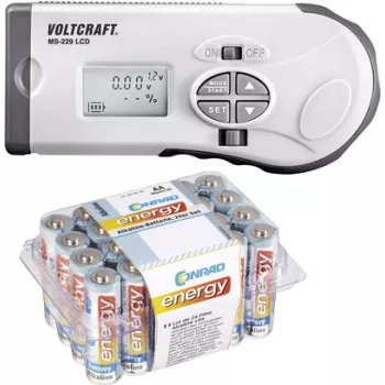 VOLTCRAFT Baterijų testeris MS-229 LCD + Conrad energy šarminių mignon baterijų rinkinys 24 vnt.